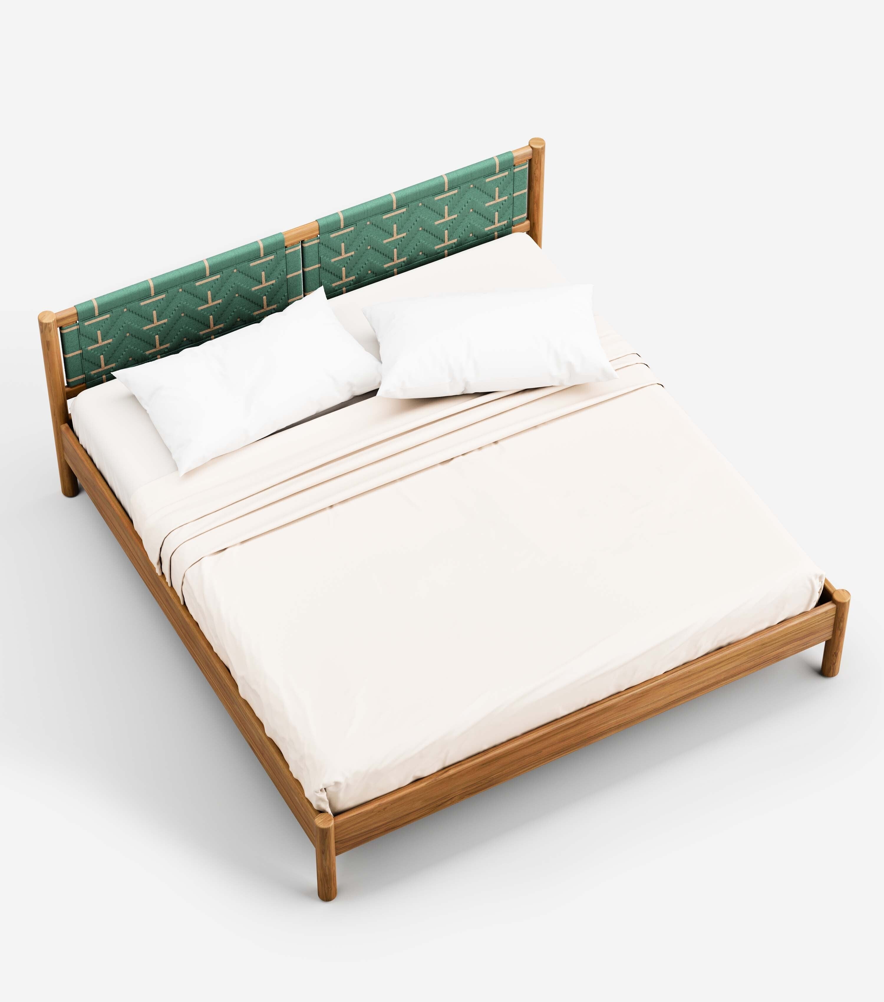 MidCentury Teak / Sea Green Pattern / King
