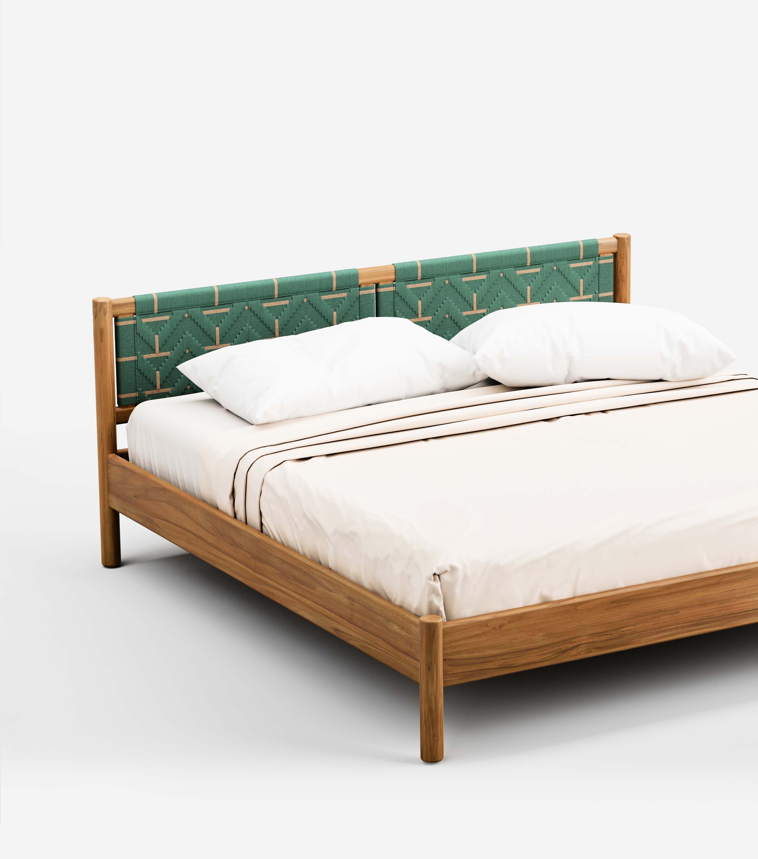 MidCentury Teak / Sea Green Pattern / King